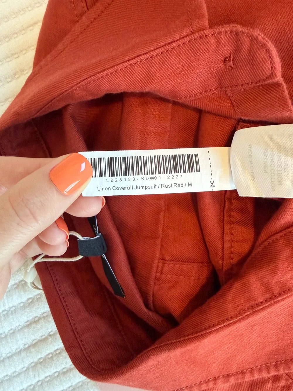 Quince Cotton Linen Twill Coverall Jumpsuit in Rust Red NWT